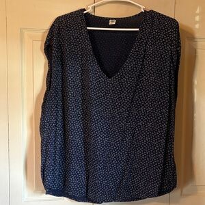 Old Navy Dark Blue Floral Blouse